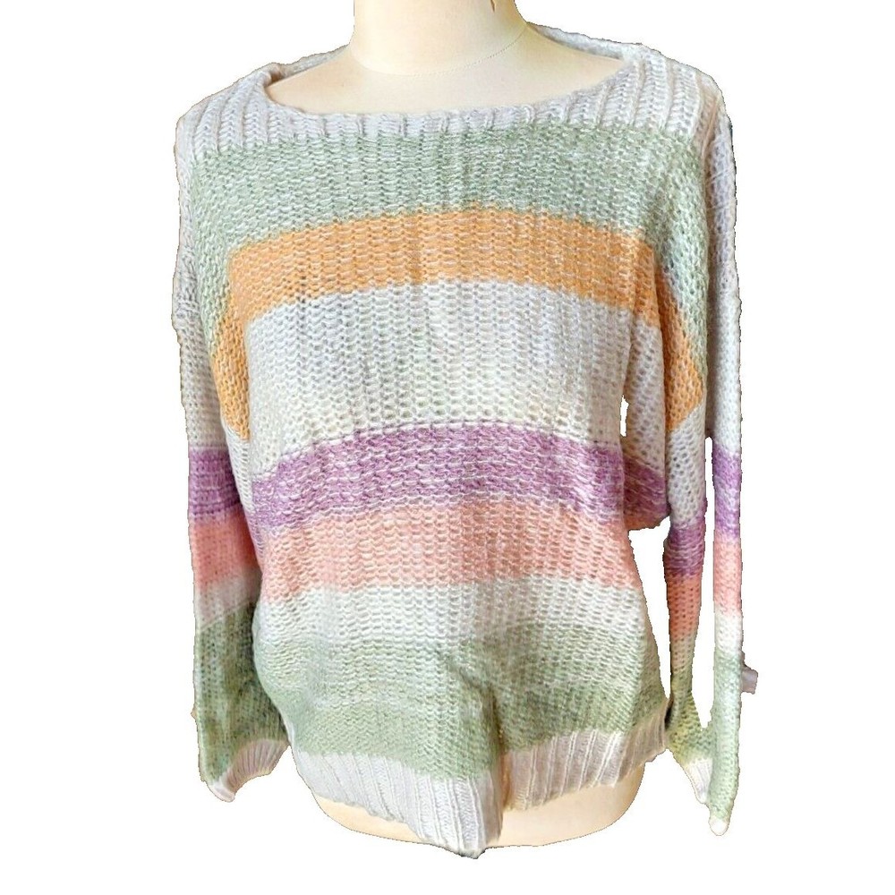 New Grace & Emma Stripped pastel colors knit sweater sz S NWT